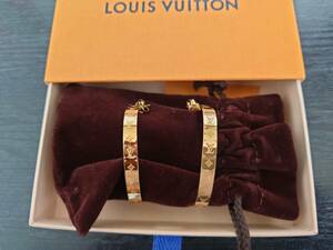 * очень красивый товар!! Real i Vuitton обруч серьги * nano грамм M00220 Gold × серебряный LOUIS VUITTON женский *