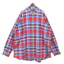 ビックサイズ 4XL RALPH LAUREN BD 長袖 マドラス チェック シャツ ボタンダウン マルチカラー ラルフ ローレン 古着 ビンテージ 4M1909_画像1