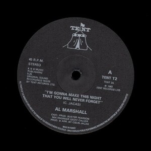 UK12インチ！Al Marshall / I'm Gonna Make This Night That You Will Never Forget【Tent / TENT T2】アル・マーシャル ソウル ディスコ