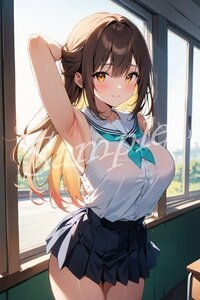 ANN0013★一点物 ポスター A4サイズ アニメ 美少女 制服 パンチラ イラスト かわいい 巨乳 同人 高画質 光沢紙