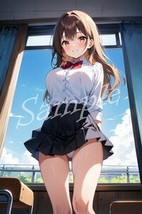 ANN0035★一点物 ポスター A4サイズ アニメ 美少女 制服 パンチラ イラスト かわいい セクシー 巨乳 同人 高画質 光沢紙