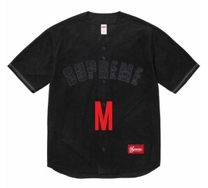 新品 Supreme Ultrasuede Mesh Baseball Jersey Mサイズ シュプリーム ウルトラスエード メッシュ ベースボール シャツ Black ブラック