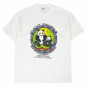 未使用 ヘインズ HANES デッドストック 90s 00s アニマルTシャツ ジャイアントパンダ SAN DIEGO 古着 (-1849) ホワイト / 白 XL