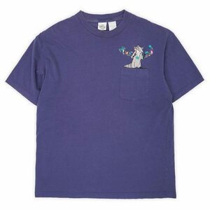 ディズニー Disney 90s POCAHONTAS ポケットTシャツ キャラクター 刺繍 ポケT ポカホンタス 古着 (-1858) ネイビー / 紺 XL