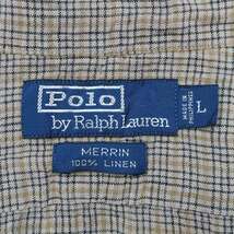 ポロラルフローレン POLO RALPH LAUREN 90s リネンシャツ MERRIN ビンテージ 古着 (-1881) ブラウン系 チェック柄 L_画像2
