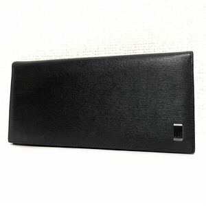 1円スタート！ 未使用に近い dunhill ダンヒル レザー 長財布 ブラック 黒 二つ折り ロゴ メンズ コインケース 札入れ 