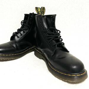 1円スタート！ 美品 Dr.Martens ドクターマーチン UK7 英国製 26cm相当 黒 ブラック 希少 メンズ ホールブーツ レースアップ 