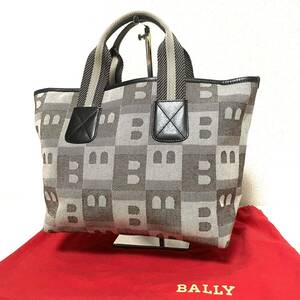 1 иен старт! не использовался хранение товар BALLY Bally парусина кожа большая сумка ручная сумочка Logo общий рисунок оттенок коричневого мужской женский сумка для хранения 