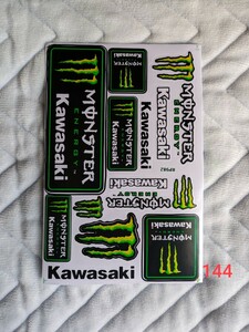 モンスターエナジー#144 2枚組ステッカー PVC防水 カワサキ Kawasaki