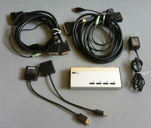RATOC パソコン自動切替器 REX-430UDA USB接続DVI/Audio対応(4台用)HDMI-DVI変換器付き【ジャンク？・送料込み】