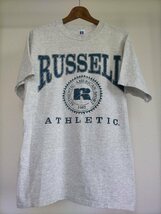 状態良好 90s USA製 ビンテージ Russell Athletic ラッセル ブランドロゴ Tシャツ size-L 霜降りグレー ★アメカジ古着_画像2