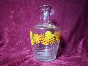 フラワーポット ベース 花器 花瓶 一輪挿し 花柄 ガラス 昭和レトロ ヴィンテージ ポップ 日本 容器 80年代 80s