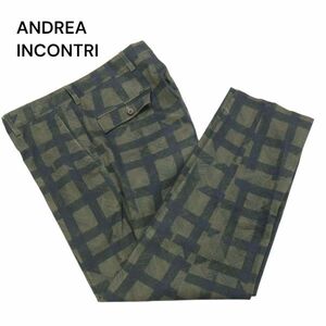 イタリア製★ ANDREA INCONTRI アンドレアインコントリ 通年 ストレッチ チェック スラックス パンツ Sz.48　メンズ　I4B00793_4#R