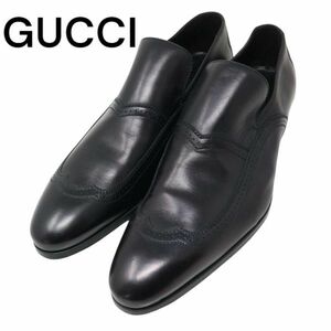 GUCCI Gucci кожа Loafer туфли без застежки обувь кожа обувь Sz.41 1/2E мужской чёрный 41.5 Италия производства * I4G00110_4#U