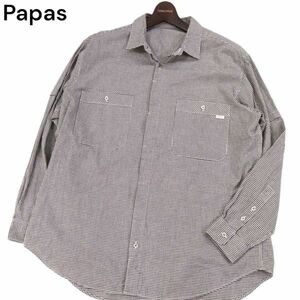 Papas パパス 通年 ゆったり★ 長袖 コットン ギンガム チェック シャツ Sz.L　メンズ 日本製　I4T01535_4#C