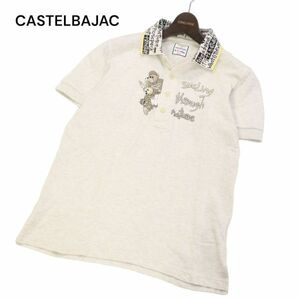 CASTELBAJAC カステルバジャック +2 nature sport 春夏 アニマル刺繍★ 半袖 鹿の子 ポロシャツ Sz.1　メンズ　I4T01418_4#A