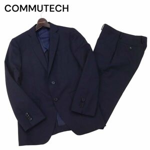 美品★ スーツカンパニー COMMUTECH 春夏 背抜き★ ストレッチ ストライプ セットアップ スーツ Sz.165cm-8Drop　メンズ 紺　I4T01437_4#M