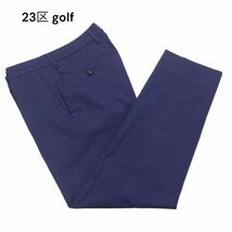 23区 golf ゴルフ 春夏 リネン混★ ノータック スラックス パンツ Sz.78　メンズ ネイビー オム HOMME　I4B00853_5#R_画像1