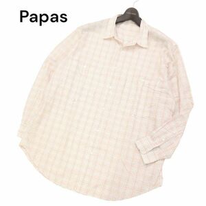 Papas パパス 通年 ゆったり★ 長袖 コットン チェック シャツ Sz.M　メンズ　I4T01625_5#C