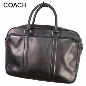 COACH コーチ F72047 牛革 カーフ レザー ビジネス バッグ ブリーフケース Sz.F　メンズ 黒　I4G00055_3#U