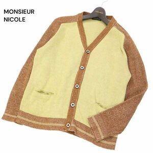 希少 初期★ MONSIEUR NICOLE ムッシュ ニコル ユキオコバヤシ 通年 コットン ニット カーディガン Sz.F　メンズ 日本製　I4T01614_5#O