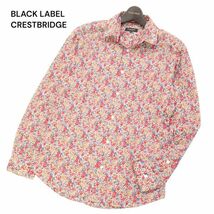 BLACK LABEL CRESTBRIDGE ブラックレーベル クレストブリッジ ロゴ刺繍★ 花柄 リバティ総柄 長袖 シャツ Sz.39　メンズ　I4T01590_4#C_画像1