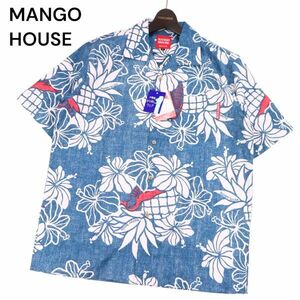 【新品 未使用】 MANGO HOUSE マンゴ ハウス 春夏 【クイナハイビー大柄】 半袖 かりゆしウェア アロハ シャツ Sz.L　メンズ　I4T01577_4#A