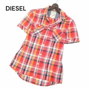 DIESEL ディーゼル 春夏 半袖 マドラス チェック ワーク シャツ Sz.M　メンズ　I4T01706_5#A