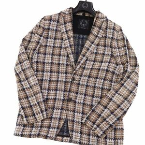 イタリア製★ T-JACKET ティージャケット トネッロ 春夏★ チェック柄 アンコン テーラード ジャケット Sz.L　メンズ　I4T01801_5#M