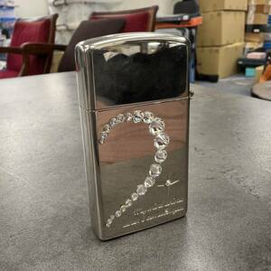 1000円スタート【火花OK】ZIPPO マジカルトリック スワロフスキー レギュラーモデル シルバー silver 喫煙具 小物 ガスライター 中古