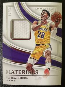 1円スタート！99枚限定　2022-23 Panini immaculate collection rui hachimura ジャージ　NBAカード　レイカーズユニフォーム　初　八村塁