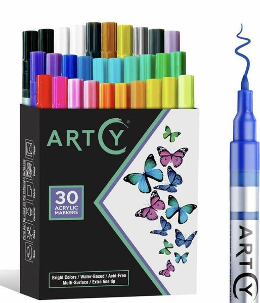 ARTCY ペイントペン 水性アクリルマーカーセット (30色詰め合わせ) ペイントマーカー マーカー ペン