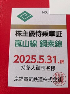 【最新】 京福電鉄株主優待乗車証（嵐山線・鋼索線）☆1枚