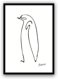ピカソ ペンギンの絵 A4サイズ フレーム付き ポスターaoipro (黒フレーム
