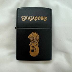 zippo ジッポー　シンガポール　マーライオン　マットブラック 