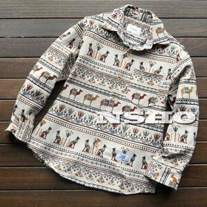 3219【2XL】新発売◆最上級 ATUMN メンズ デザイナーズ ジャガード織り総柄　長袖シャツ 春秋冬