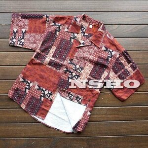 3507[M] new goods *PPM aloha shirt short sleeves open ka ramen z ethnic style patchwork manner red Vintage manner summer casual 