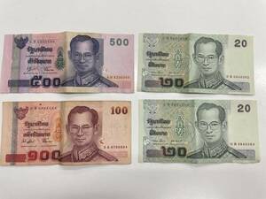 1 jpy ~! Thai bar tsu old note 500 bar tsu1 sheets,100 bar tsu1 sheets 20 bar tsu2 sheets Thailand