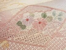 平和屋2■中国三大刺繍　汕頭刺繍　スワトウ刺繍　訪問着　花菱文　暈し染め　金彩　逸品　DAAA1949du_画像6