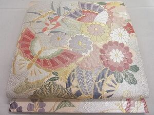 平和屋川間店■佐賀錦　六通柄袋帯　花車四季の花　金銀糸　逸品　CAAA2927ut