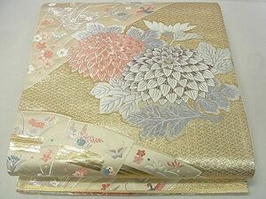 平和屋川間店■六通柄袋帯　唐織　扇面花鳥文　九百錦純金箔24K　逸品　eg1885