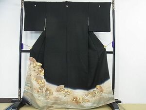  flat peace shop 2# gorgeous kurotomesode piece embroidery Mai . flower writing .. dyeing gold paint excellent article DAAA7686sf