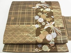 平和屋2◎九寸名古屋帯　花鳥間道　金糸　逸品　DAAA3597rt