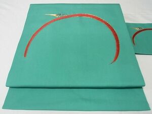 平和屋-こころ店◎塩瀬　九寸名古屋帯　駒刺繡　鶴　正絹　逸品　未使用　AAAE7584Abw