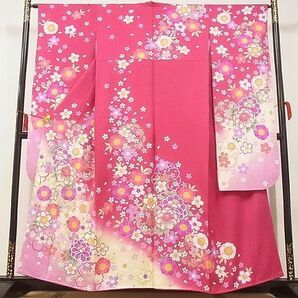 平和屋-こころ店■豪華振袖 駒刺繍 舞花文 暈し染め 金彩 正絹 逸品 AAAD4459Ataの画像1