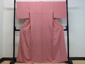 平和屋川間店■上質な色無地　吉祥花唐草地紋　桃色　逸品　gh6976