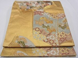 平和屋川間店■六通柄袋帯　唐織　冊子草花文　金糸　引箔　逸品　dx0452