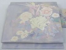 平和屋-こころ店■九寸名古屋帯　唐織　枝花文　正絹　逸品　AAAD7715Aog_画像1