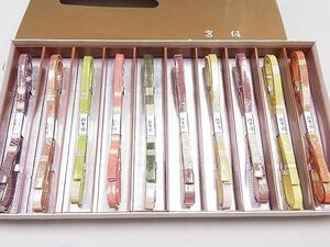 平和屋2■和装小物　帯締め10本　全て佐賀錦　金糸　ケース付き　逸品　未使用　DAAB6897zzz