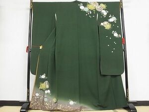  flat peace shop - here . shop # gorgeous long-sleeved kimono piece embroidery . flower . writing .. dyeing gold paint 10 two single manner silk excellent article AAAC0767Abr